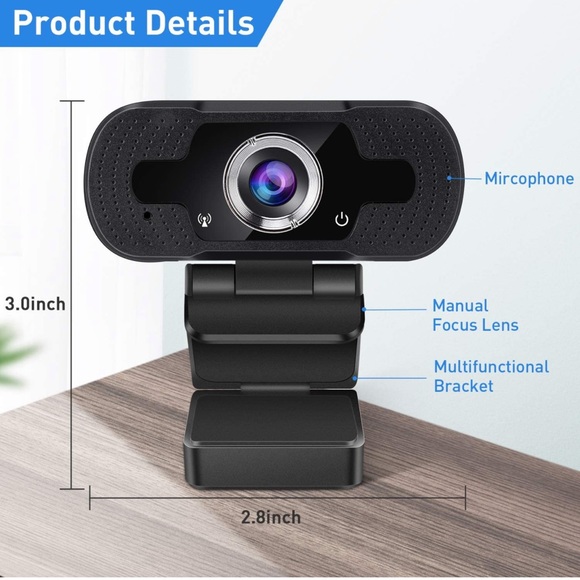 1080P Webcam, HD Webcam with Microphone USB PC Webcam Plug and Play for computer - Picture 4 of 6